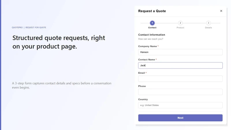 QuotePro ‑ B2B RFQ, Hide Price