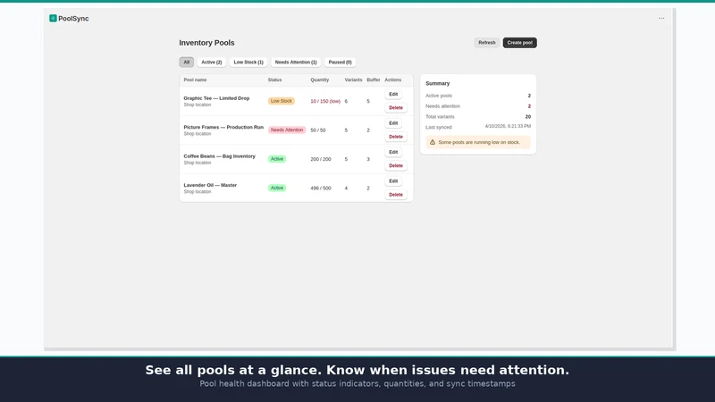 PoolSync: Shared Inventory