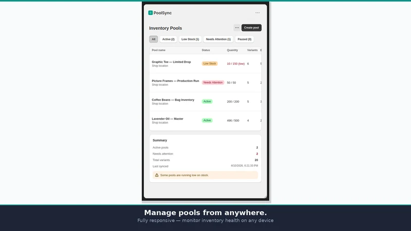 PoolSync: Shared Inventory