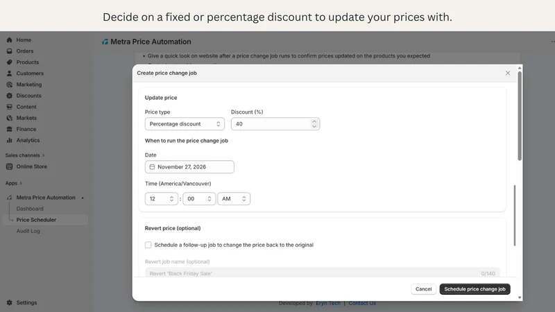 Metra: B2B Sale Price Lock