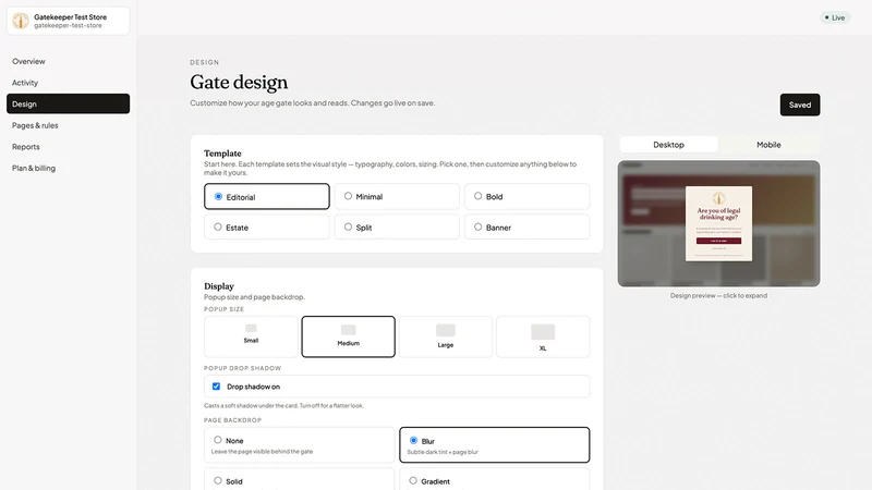 Gatekeeper Age Gate
