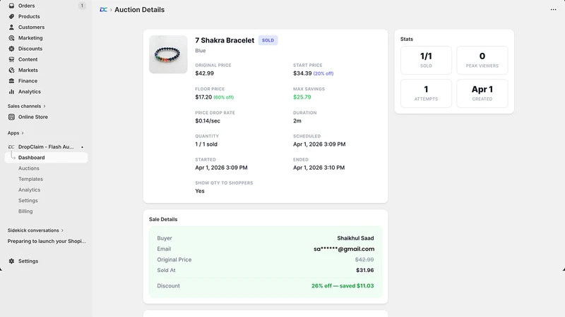 DropClaim Dutch Auction