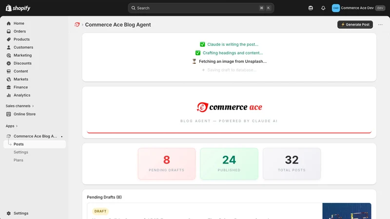 Commerce Ace Blog Agent