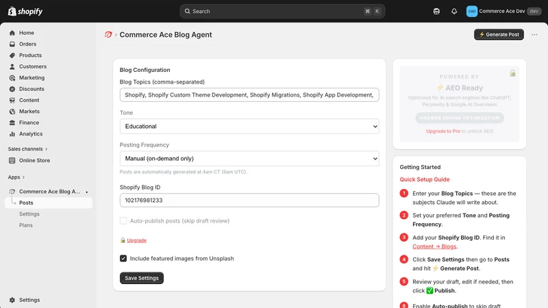 Commerce Ace Blog Agent