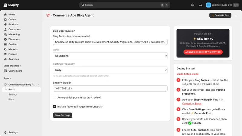 Commerce Ace Blog Agent