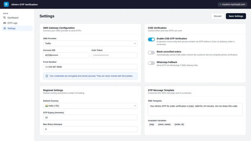 Alintro OTP Login & Verify