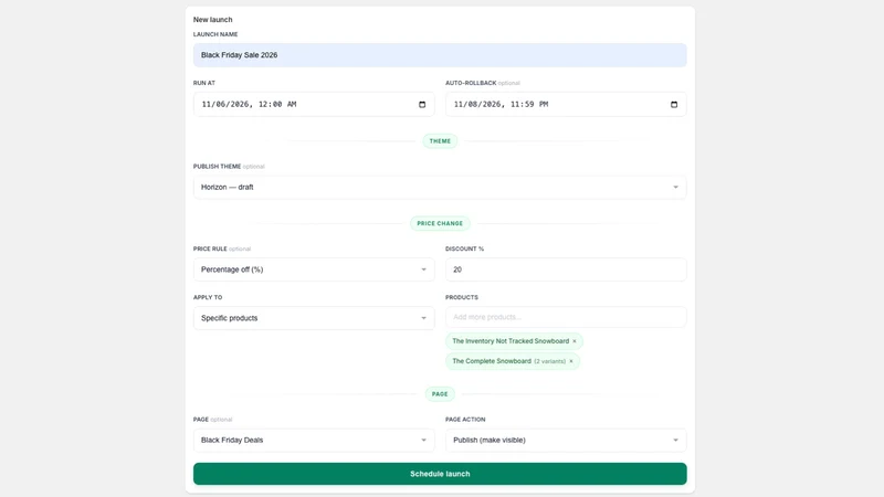 Launch Flow: Sale Scheduler
