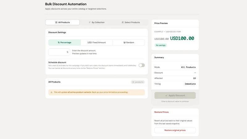 Bulk Discount Automation