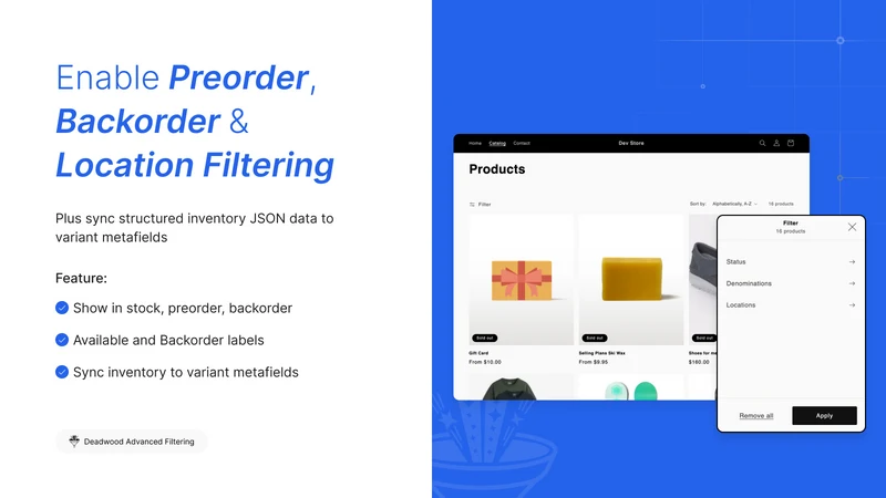 Deadwood Advanced Filtering