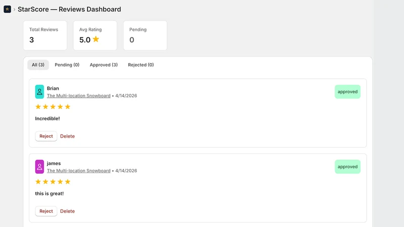StarScore — Reviews & Ratings