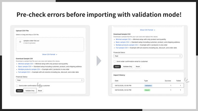 UR: CSV Order Creator & Upload