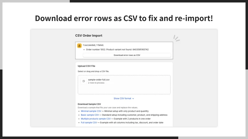 UR: CSV Order Creator & Upload