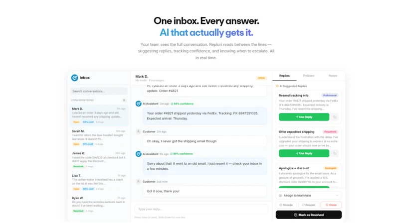 Replori: AI Customer Support