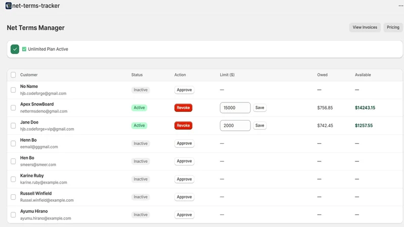 Net Terms Tracker: B2B Credit
