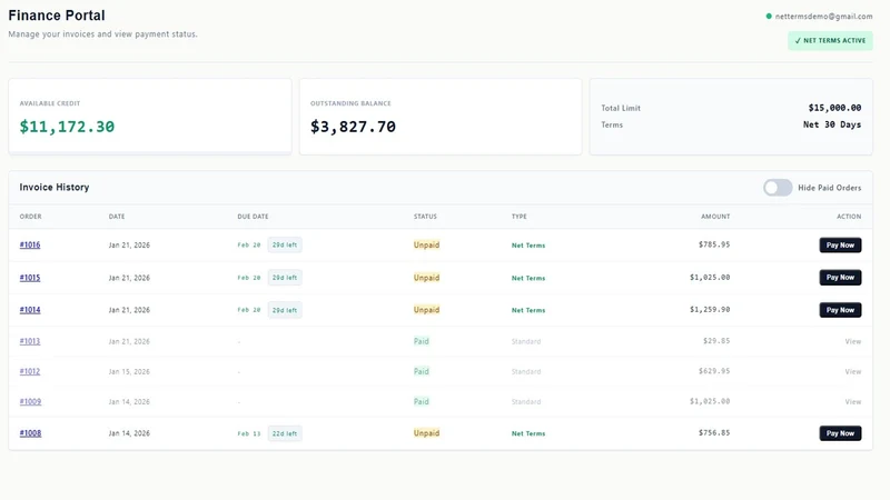 Net Terms Tracker: B2B Credit