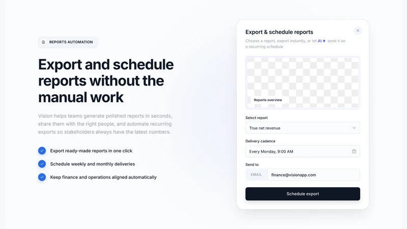 Vision:Analytics, Reports & AI