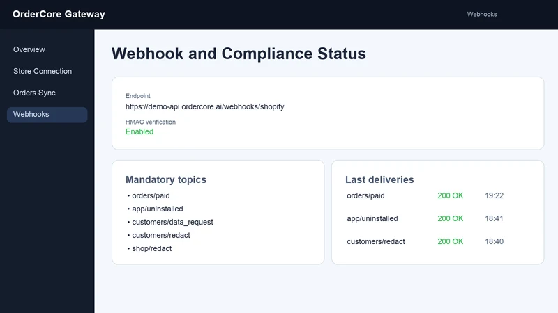 OrderCore Gateway
