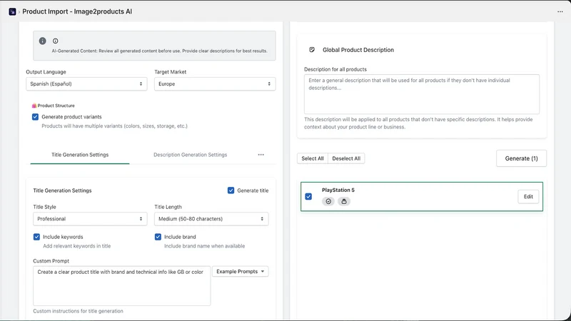 Image2products AI Agent