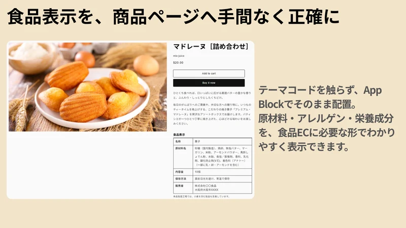 Fラベル｜EC用の食品表示