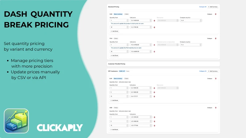 Dash Quantity Break Pricing
