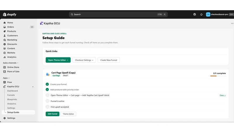 Kaptha OCU ‑ One Click Upsell