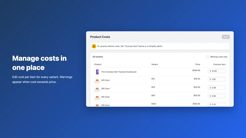 SimpleProfit: Profit Dashboard