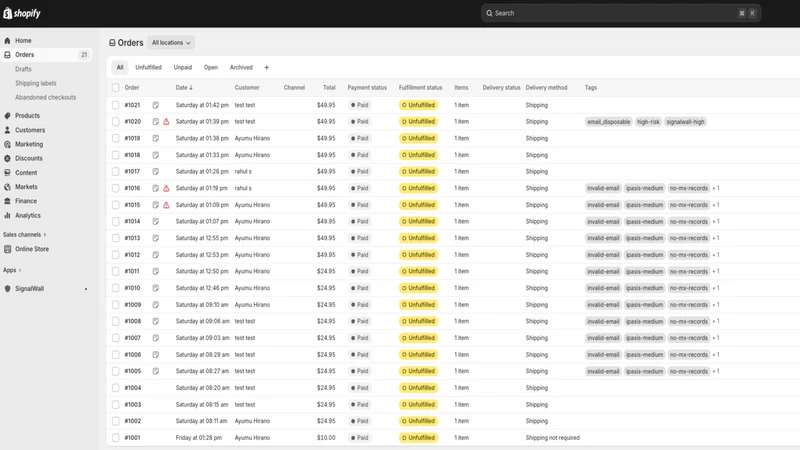 SignalWall Fraud Filter