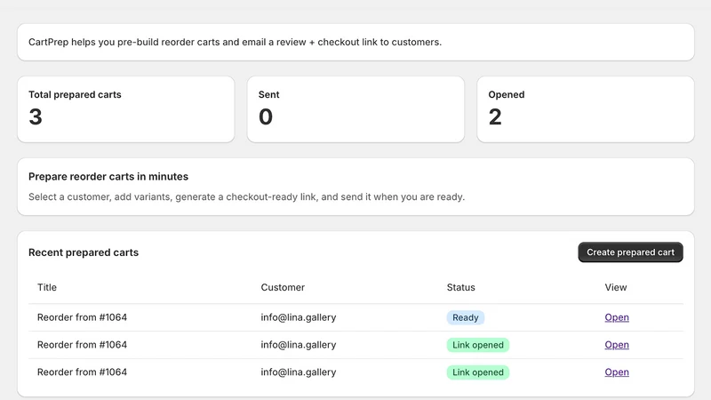 CartPrep: Ready‑to‑Buy Carts