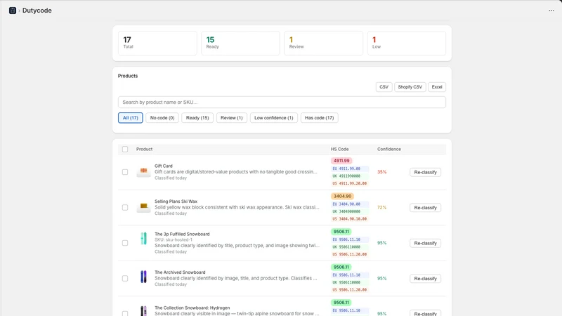 DutyCode – Automatic HS Codes