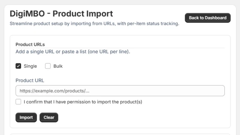DigiMBO ‑ Product Import