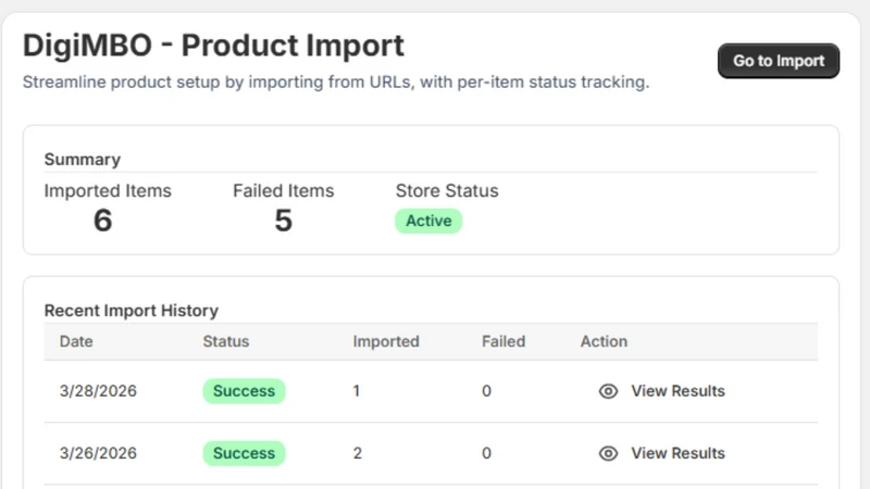 DigiMBO ‑ Product Import