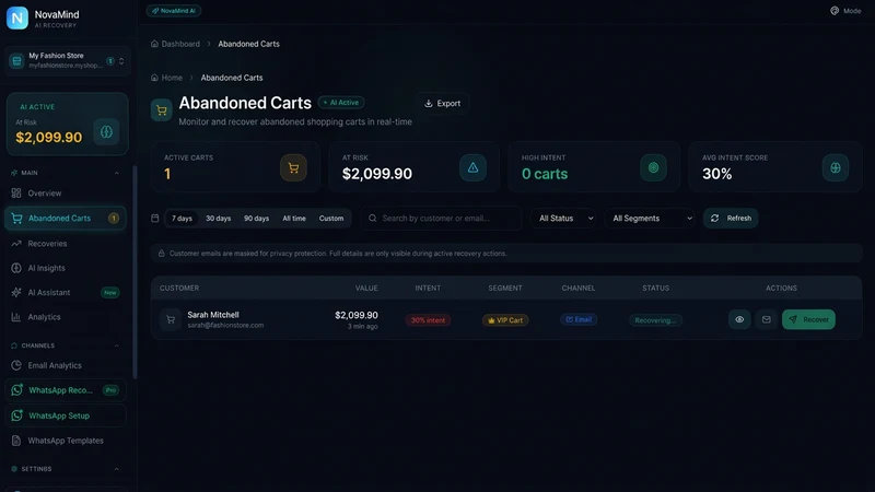 NovaMind AI Cart Recovery