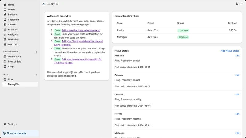 Sales Tax Filings ‑ BreezyFile