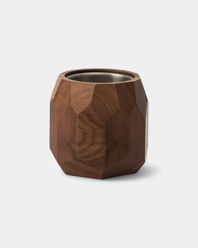 Portalápices geométrico de madera de nogal personalizable