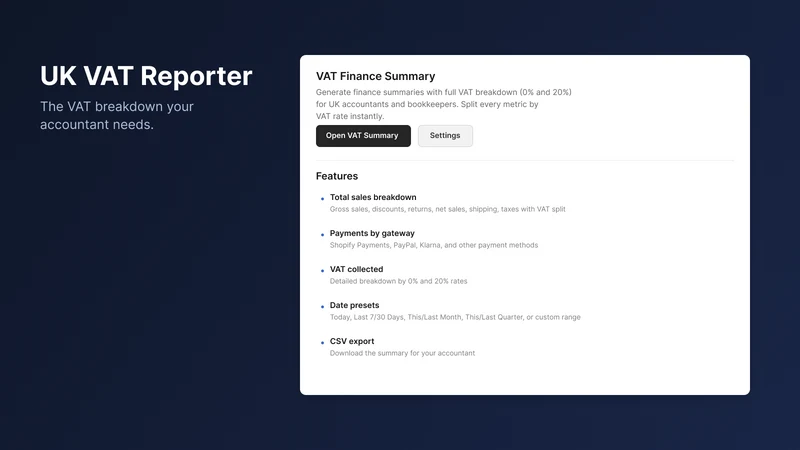 Weblegs VAT Reporter