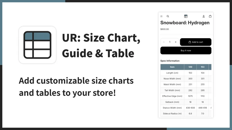 UR: Size Chart, Guide & Table