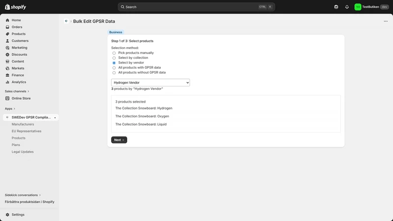 SWEDev GPSR Compliance Hub