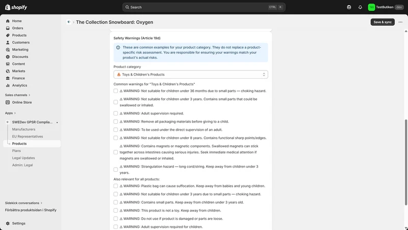 SWEDev GPSR Compliance Hub