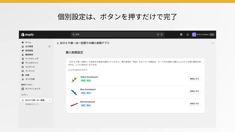 おひとり様一点一回限りの購入制限アプリ