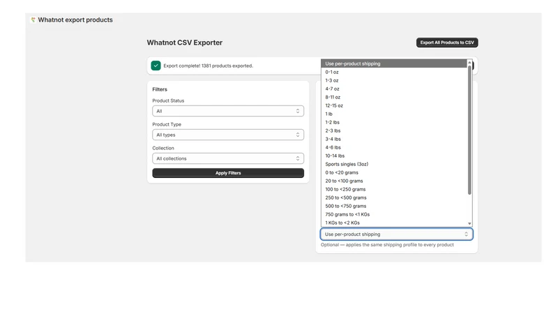 Export Products to Whatnot