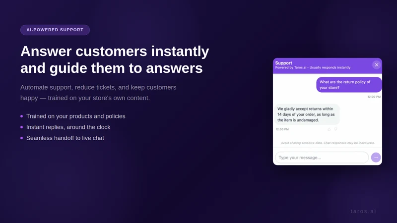 Taros ‑ Automated Support Chat