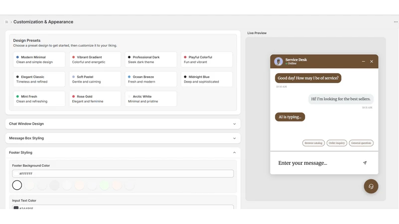 SS: AI Chatbot & Live Chat