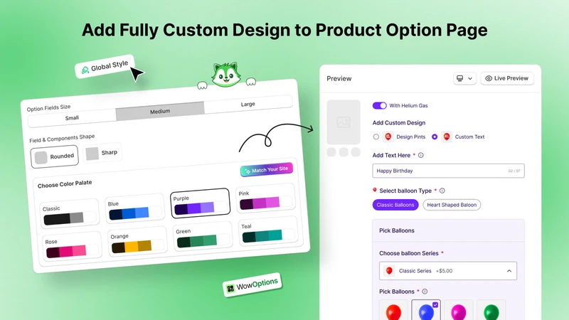Wow Custom Product Options