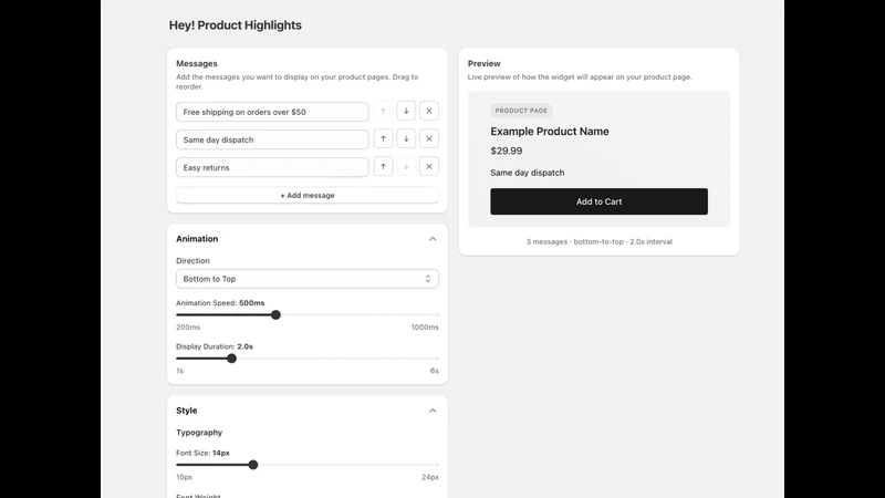 Hey! Product Highlights
