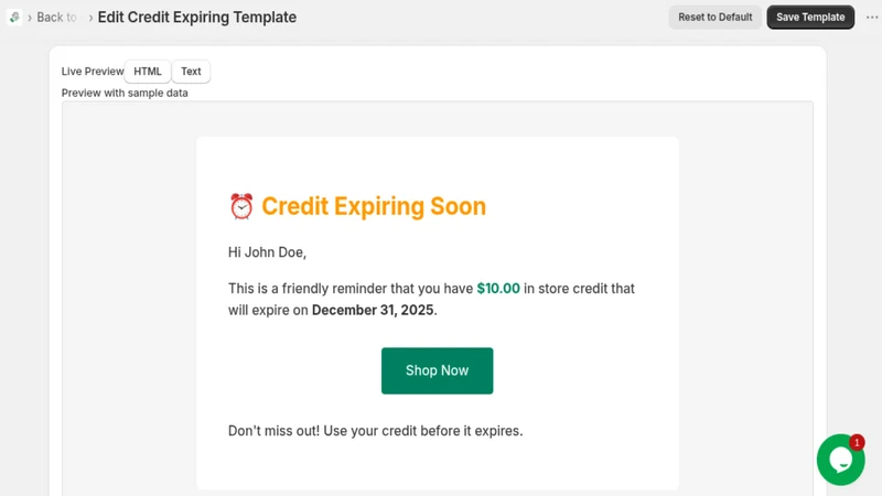 Easy Store Credit: Cashback