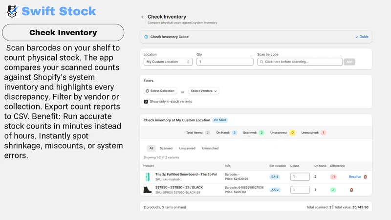 Swift Stock: Stocktake & Count