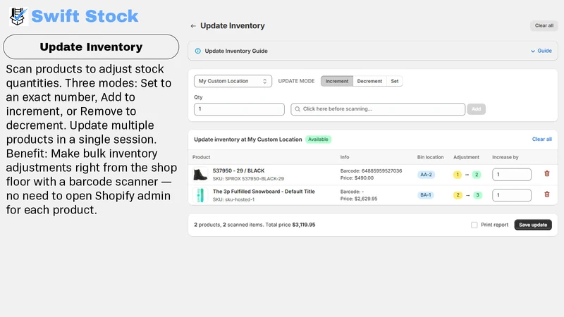 Swift Stock: Stocktake & Count