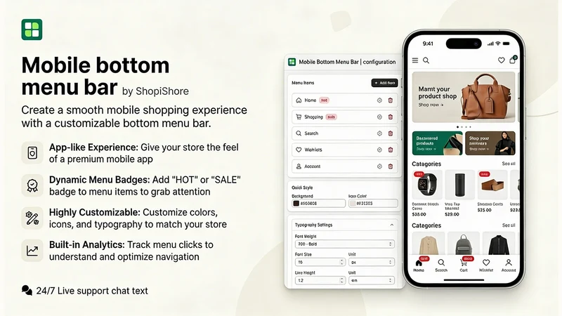 Easy Mobile Bottom Menu Bar