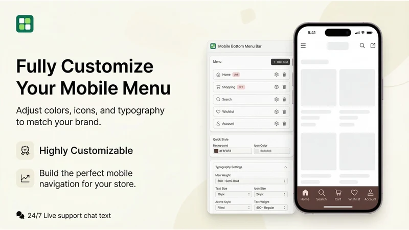 Easy Mobile Bottom Menu Bar