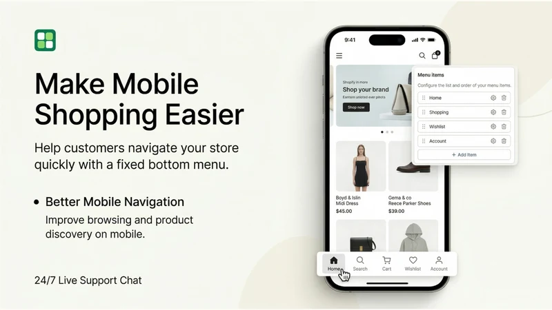 Easy Mobile Bottom Menu Bar